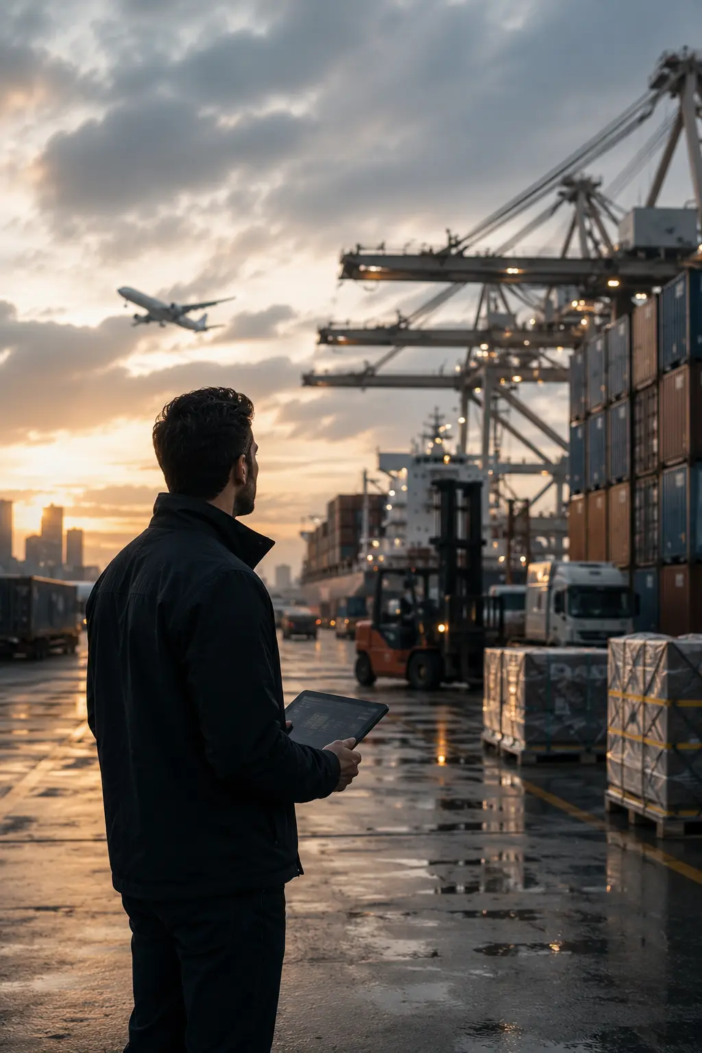 Nova operations specialist reviewing logistics at a port