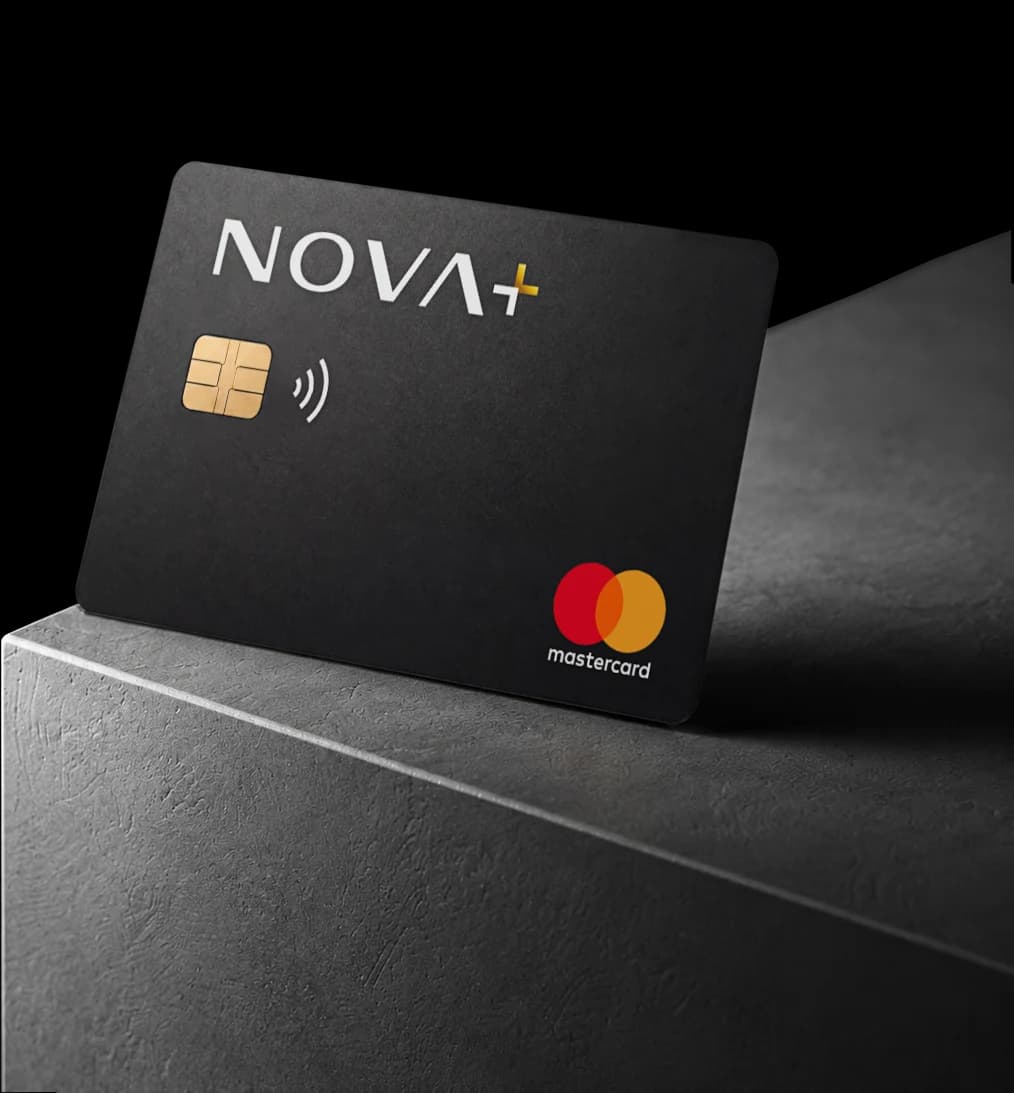 NOVA+ card on a stone block
